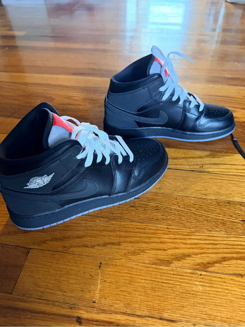 Jordan Kids Black and Gray High-Top Sneakers with White Laces